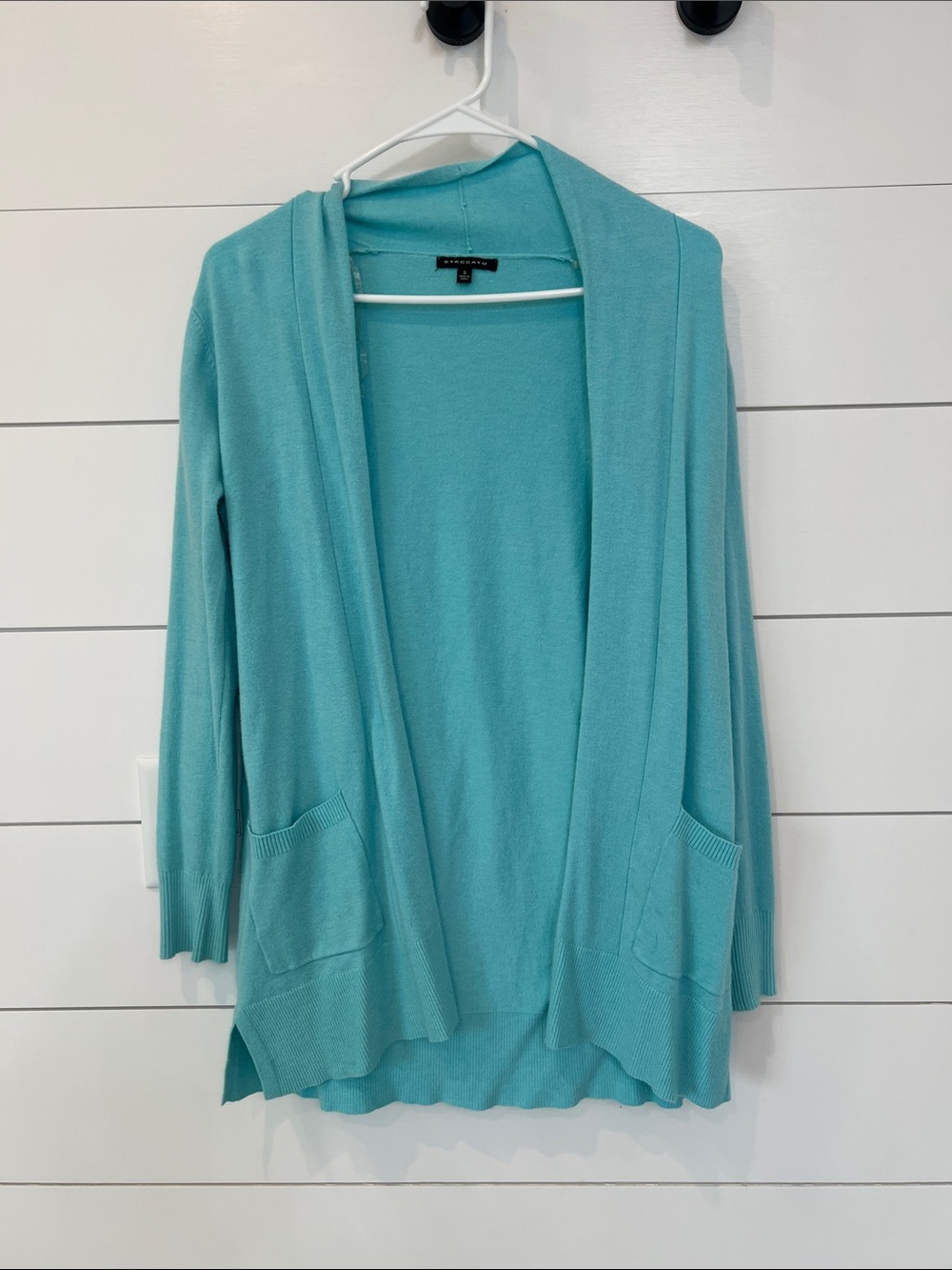 Super soft Light Teal Open-Front Women's Cardigan Sweater